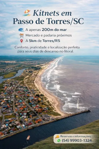 Kitnet p/ até 4 pessoas - Carnaval em Passo de Torres (do dia13 ao dia 18/02)