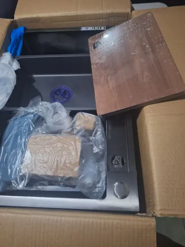 Kit Cuba Cozinha Gourmet Aço Inox C/ Torneira Flexível Preto