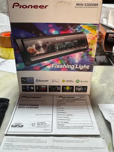 Embalagem auto rádio Pioneer mvh-x3000br com estojo manual nota fiscal na oferta só 50,00