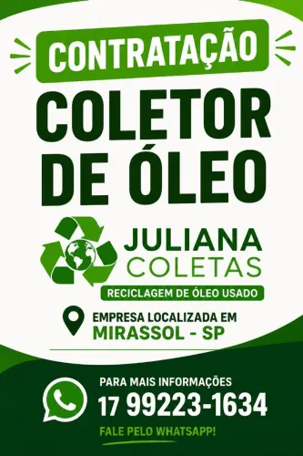 Contrata se coletor de oleo usado