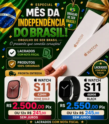 Apple Watch Séries 11 GPS 42mm / 46mm / Rose Gold / Black / Lacrado Nota Fiscal Loja
