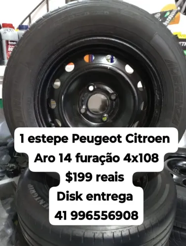 Estepe Citroen e Peugeot aro 14 furação 4x108 roda e pneu pronto Disk entrega