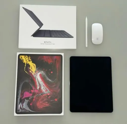 ipad pro 12,9 wi-fi + 5g 256gb + apple pencil + smart keyboard folio + apple magic mouse