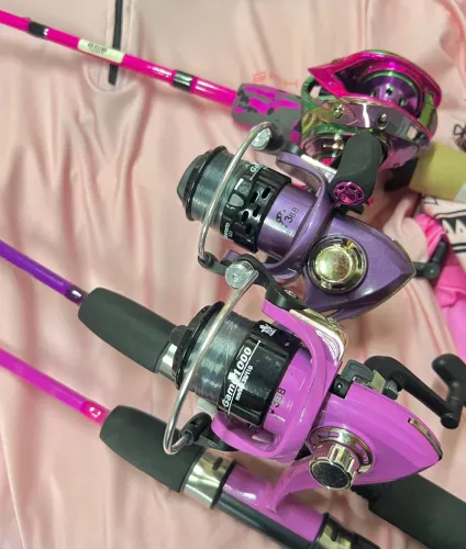Kit molinete e vara rosa para dias das mães 