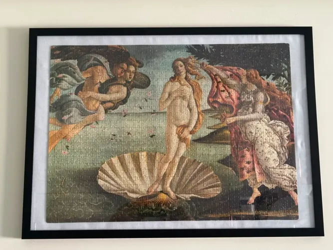 Quadro decorativo ?O Nascimento de Vênus?, de Botticelli, emoldurado puzzle 1000 peças