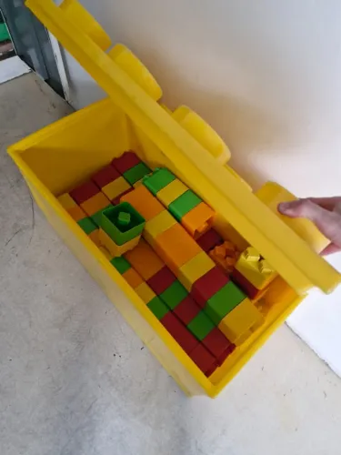 Caixa Baú Organizadora Brinquedos Grande com Lego Blocks