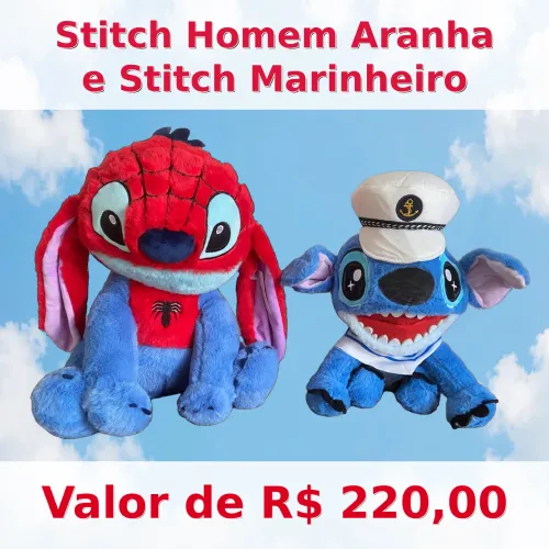 Pelúcia stitch Homem Aranha e Marinheiro 