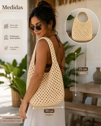 Bolsa de crochê estilo ecobag