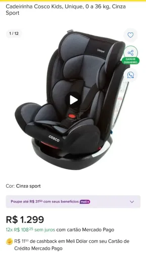 Cadeirinha cosco unique