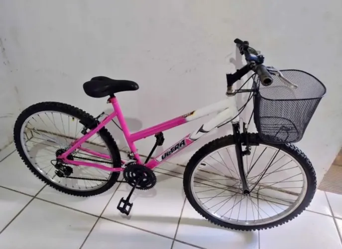 BICICLETA FEMININA ARO 26 ROSA E BRANCO!