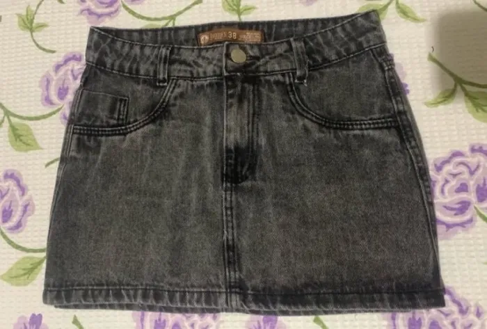 saia jeans cinza 38