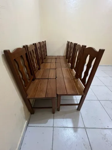 Mesa De Madeira Maciça Para 10 Pessoas Com Cadeiras