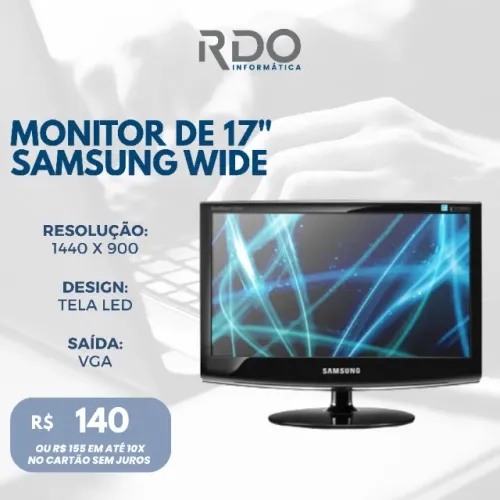 Monitor Samsung 17" Wide LED 1440x900 VGA - Monitor barato em Ótimo Estado! 