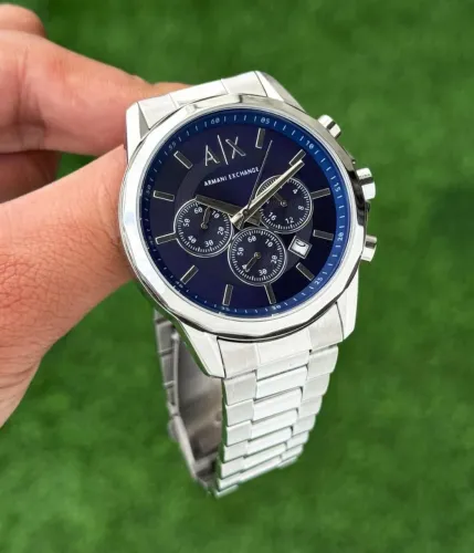 Armani Exchange - Chronograph Masculino Prata com Mostrador Azul