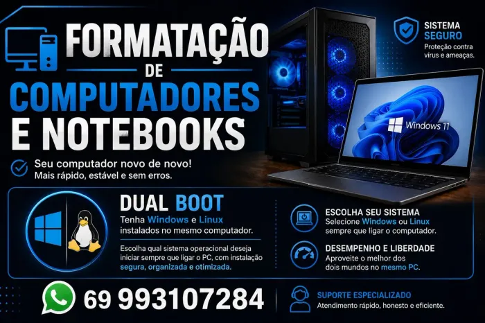 Formataçao de computadores e notebook