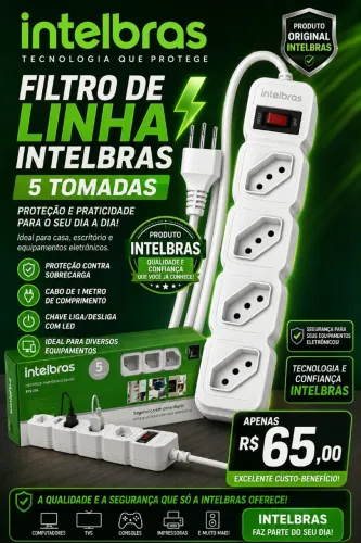 Filtro de Linha Intelbras 5 Tomadas - Proteção e Qualidade