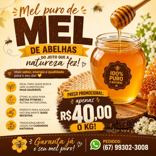 Mel puro de abelhas 