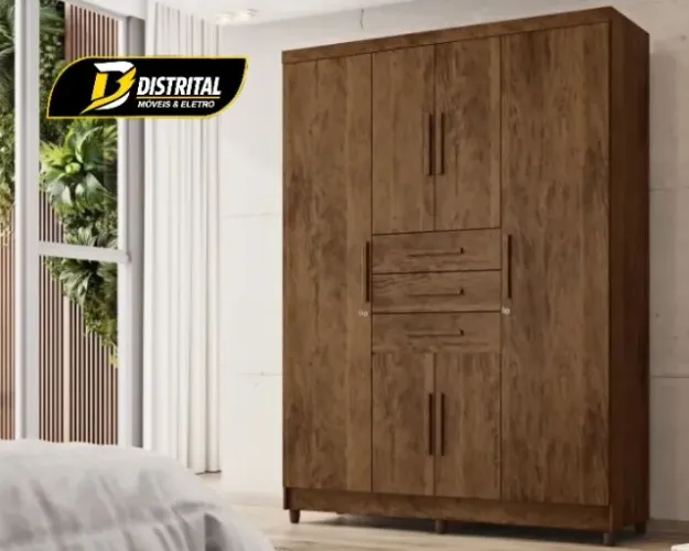 Guarda Roupa Solteiro 6 Portas e 3 Gavetas Taurus Novo