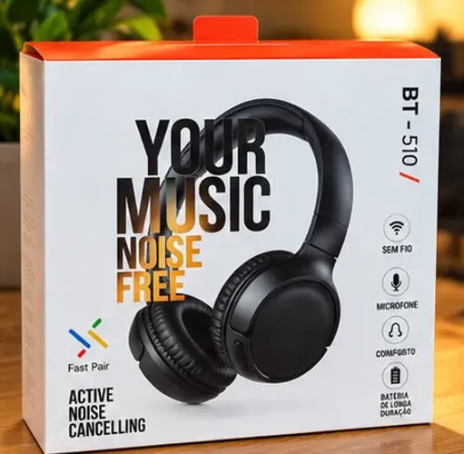 Fone Bluetooth BT-510 Headphone Sem Fio com Cancelamento de Ruído - NOVO