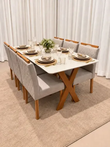 Mesa de Jantar Jasmine 1.80m com 6 cadeiras Tula - Entrega Rápida