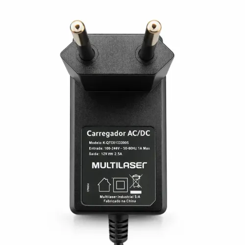 Fonte Carregador Multilaser 12V 2.5A 30W Positivo Duo ZR3630 ZR3635 Plug 3.5mm pode retira