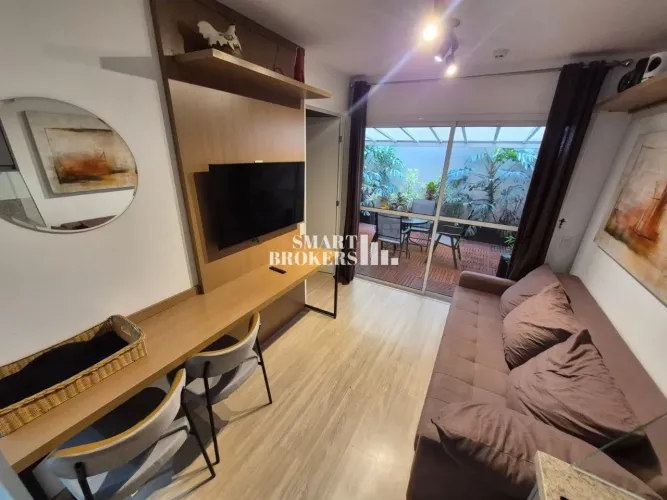 Apartamento mobiliado para locação, com 1 quarto, terraço, 46 metros quadrados - Vila Mari