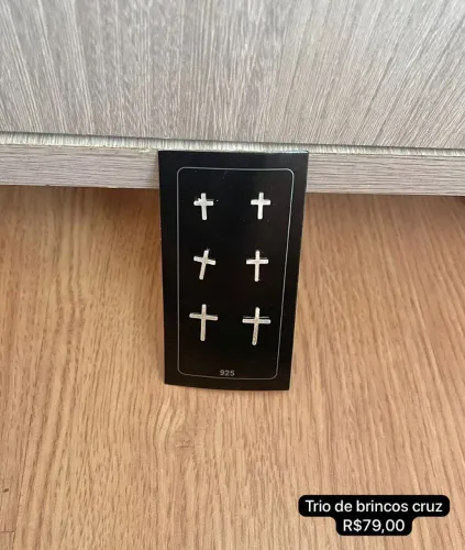 Trio de brincos cruz prata 925 legítima
