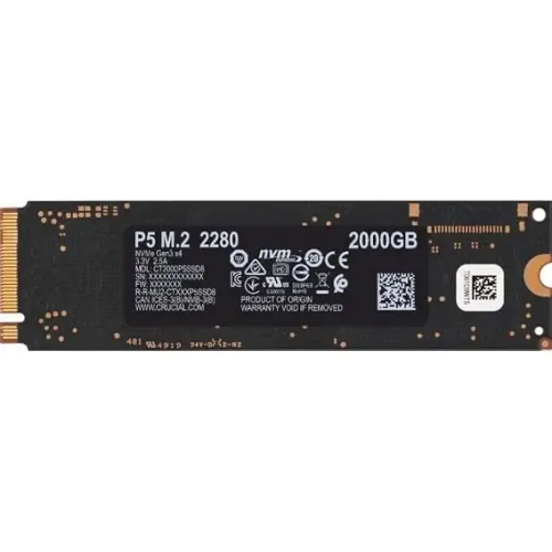 SSD interno para jogos Crucial P5 3D NAND NVMe, 2 TB