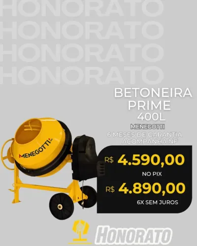 Betoneira Prime 400 Litros Menegotti - Nova | Assistência Técnica Oficial