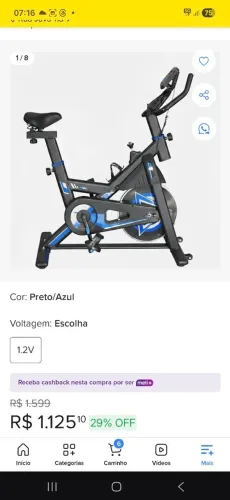 Bicicleta ergométrica 20kg de inércia 