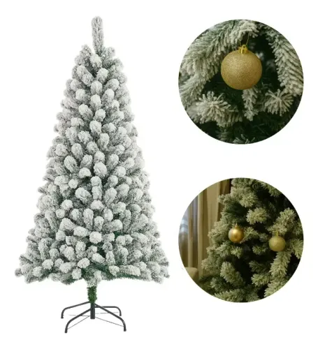 Árvore De Natal M1 Nevada 2,10m 950 Galhos Luxo Metal