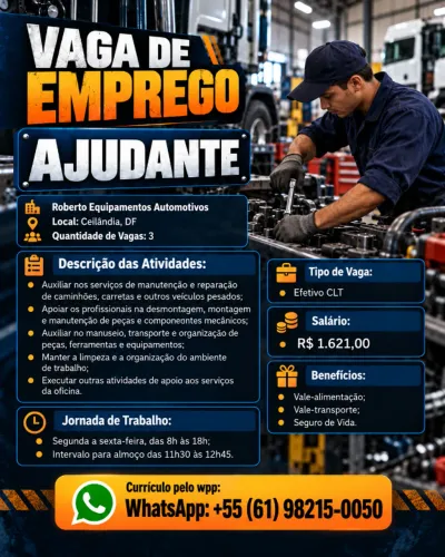Ajudante de Oficina Mecânica