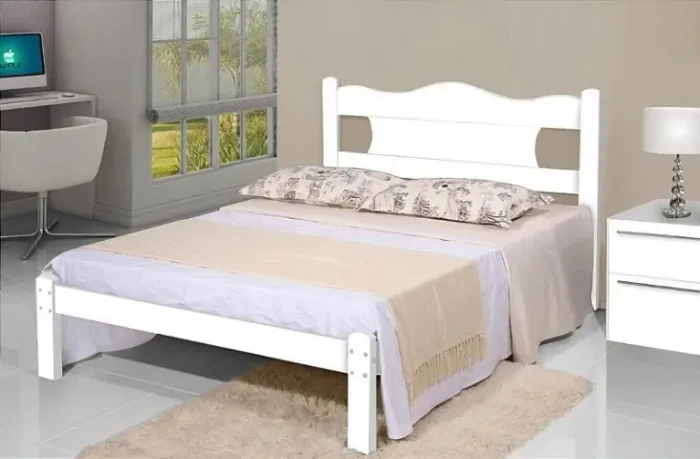 Cama Casal Munique 100% MDF Cor Branca 