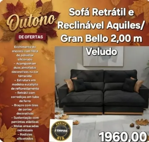Sofá retrátil e reclinável 2m