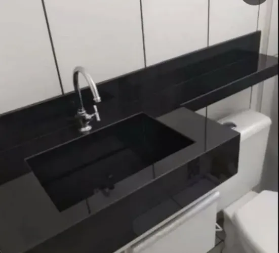 Pia para banheiro em Granito Preto São Gabriel e outras cores . 