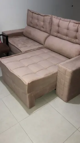 Sofá Retrátil e Reclinável Rose Gold Semi Novo Excelente Conservação Única Dona