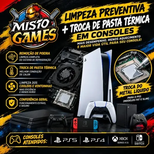 Limpeza de Video Games + Troca de Pasta Térmica/Metal Líquido