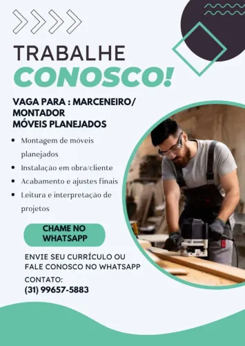 Marceneiro e montador de móveis planejados com experiência