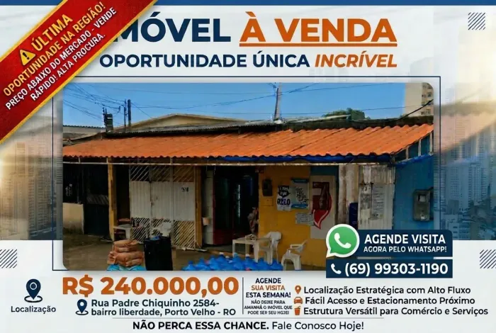 Imóvel à venda em localização estratégica na Rua Padre Chiquinho 2584, Porto velho RO