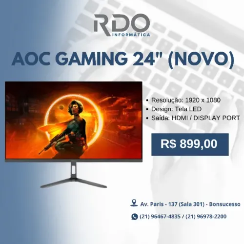 Monitor Gamer AOC 24? Full HD LED HDMI DisplayPort (Novo) - Monitor de alta resolução