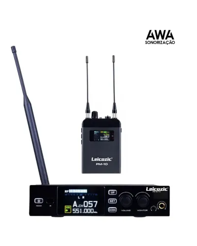 Sistema de Monitor In-Ear Leicozic PM10 - Retorno Pessoal Sem Fio Estéreo