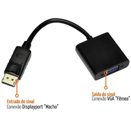 Cabo Adaptador Conversor Displayport para VGA