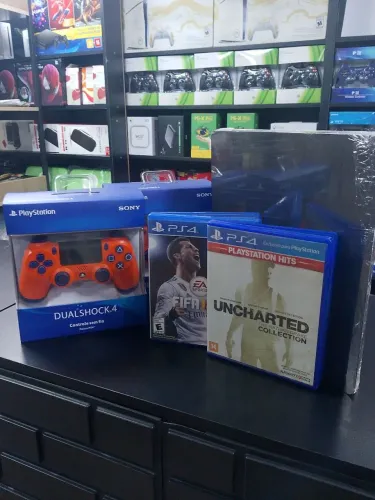 ps4 slim 500gb 2=controle e jogos