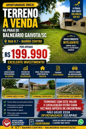Terreno Escriturado Balneário Gaivota 