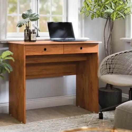 Mesa de Escritorio com 2 Gavetas Amadeirada NOVA