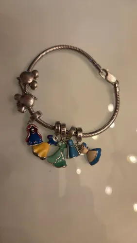 Pulseira Life Vivara Original Prata 925 + 5 Berloques Disney Princesas + Trava Mickey