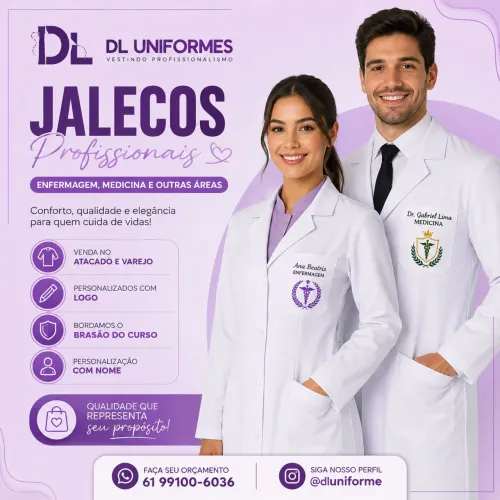 Jaleco Feminino Enfermagem Medicina - Personalizado ou Sem Bordado