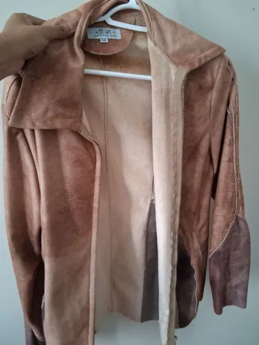 jaqueta boho vintage j.d. caramelo com pelinhos