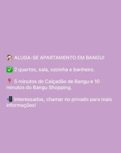 ALUGA-SE APARTAMENTO EM BANGU