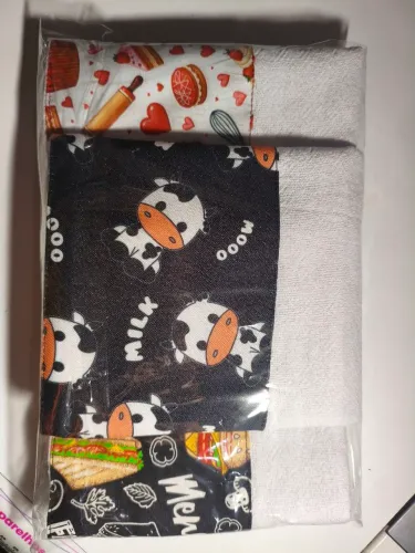 Panos de prato com barrado 100% algodão